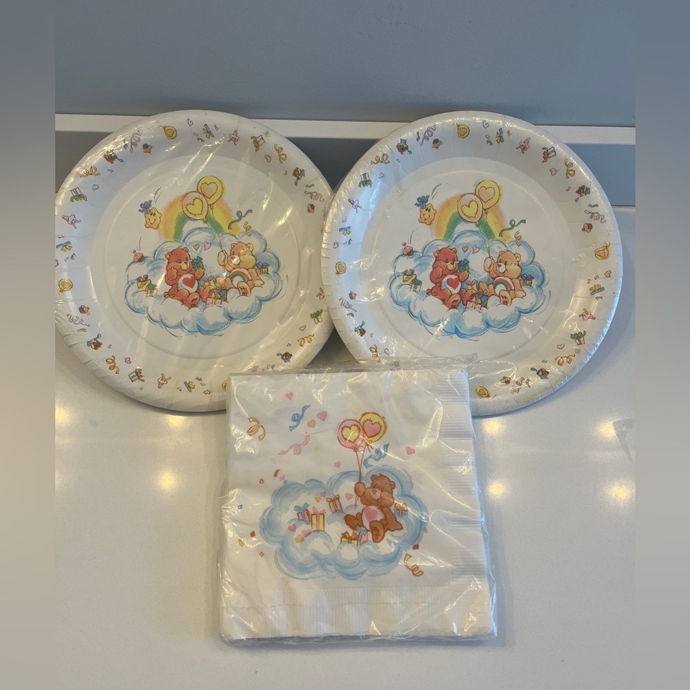 Vintage 1980s Care Bears American greetings set of paper plates and napkins